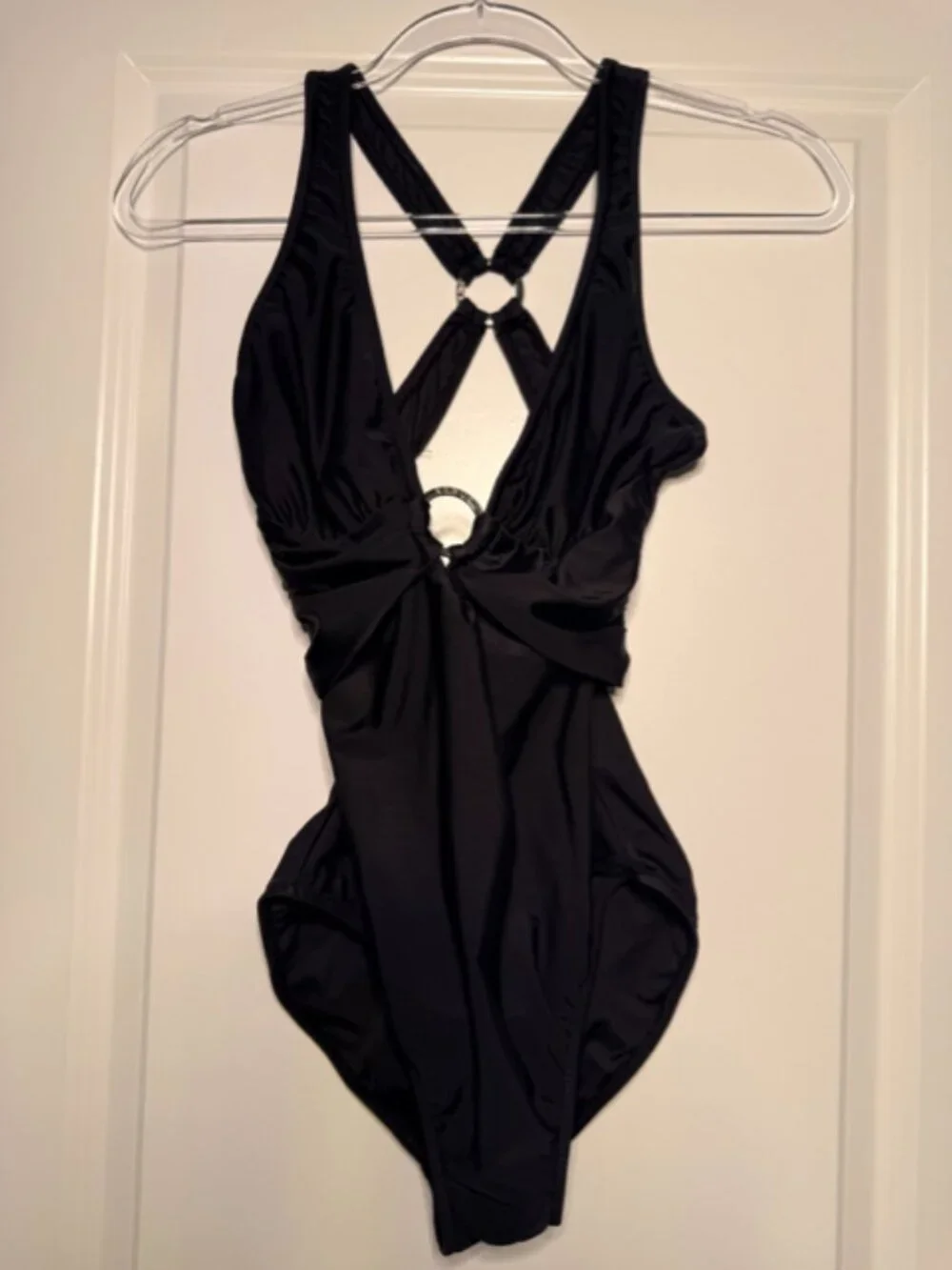 VENUS Black One-Piece Swimsuit with Plunging V-Neck Size 10 - Picture 4 of 10